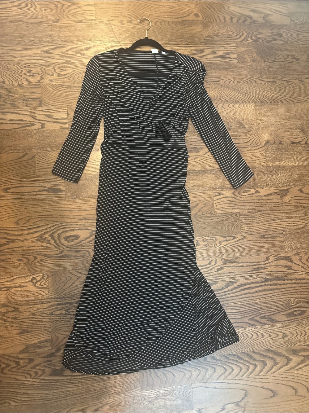 Gap Striped Black and White Wrap-Style Midi Dress